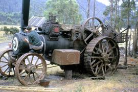 Blacking a funnel on a Burrell steam engine