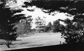 Two story house surrounded by trees and lawn