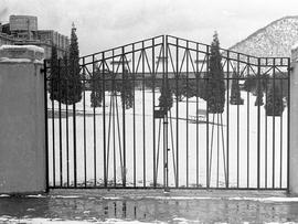 Melting snow outside the Cadbury Factory gates