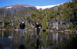 Two bushwalkers at Eagle Tarn