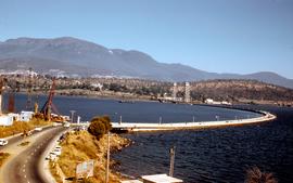 Beginning of construction of Tasman Bridge