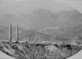 View across the smelters towards the hills at Crotty, Tasmania.