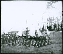 Military parade of uniformed men