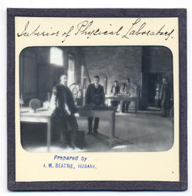 Interior of physical laboratory, University of Tasmania, Queen's Domain, Hobart, late nineteenth ...