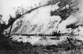 View of a railway cutting under construction, Queenstown Tasmania