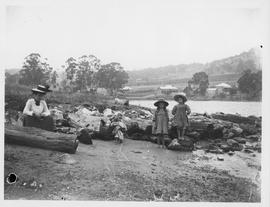 Woman and children on the foreshore