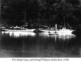 View of boats on the Gordon River, Macquarie Harbour, Tasmania