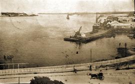 View over Strahan Wharf towards Regatta Point, Strahan, Macquarie Harbor, Tasmania