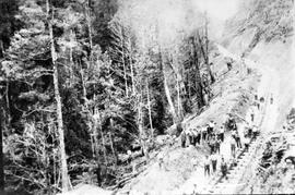 View of railway line under construction, Queenstown Tasmania