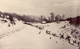 Huts on  Huon Road under snow