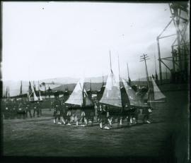 military parade of uniformed men