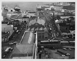 Aerial view of City Hall and port