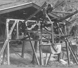 Aerial wire tramway Mt Lyell mine