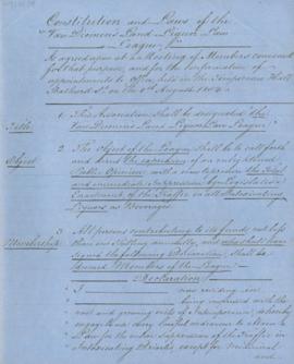 Constitution and Laws of the Van Diemen’s Land Liquor Law League